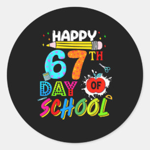Happy 67 Days Of School 67th Day Smarter Six Seven Classic Round Sticker