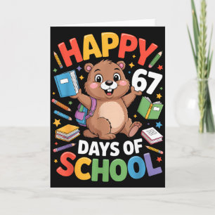 Happy 67 Days Of School Groundhog Day Teacher Kid Card