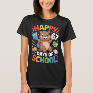 Happy 67 Days Of School Groundhog Day Teacher Kid T-Shirt