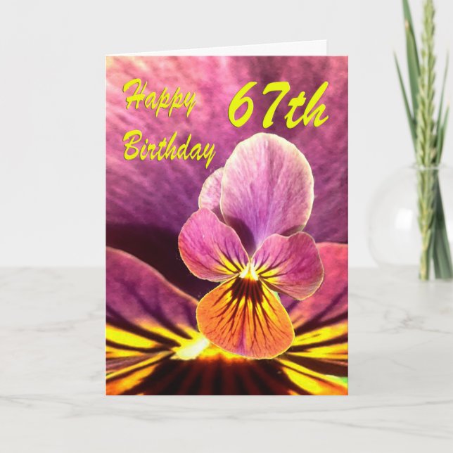 Happy 67th Birthday Flower Pansy Card (Front)