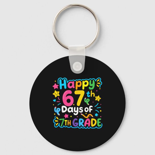 Happy 67th Day Of 7th Grade School Meme 67 Kids Te Key Ring (Front)