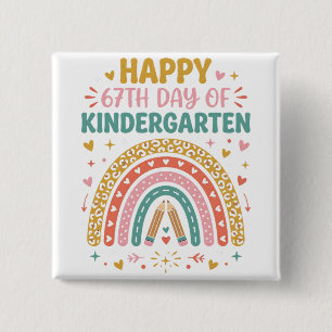 Happy 67th Day of Kindergarten Teacher Rainbow 15 Cm Square Badge