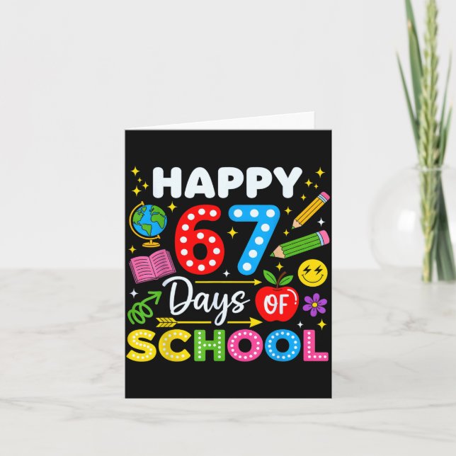 Happy 67th Day Of School 67 Days Of School Kids Bo Card (Front)