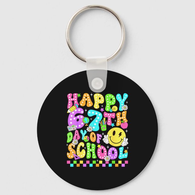 Happy 67th Day Of School 67 Days Smarter Teacher G Key Ring (Front)
