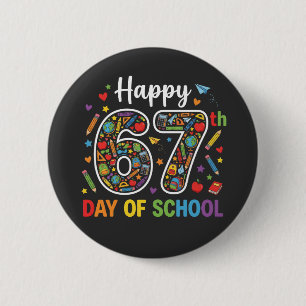 Happy 67th Day of School Colorful Teacher Polka 6 Cm Round Badge