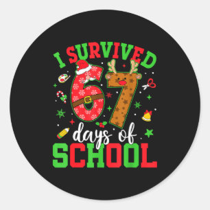 Happy 67th Day Of School Funny Christmas 67 Meme S Classic Round Sticker