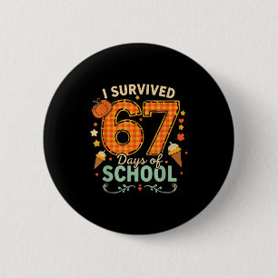 Happy 67th Day Of School Funny Teacher Thanksgivin 6 Cm Round Badge