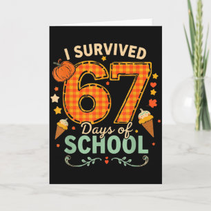 Happy 67th Day Of School Funny Teacher Thanksgivin Card