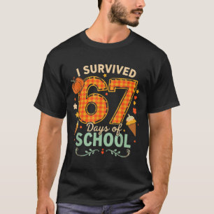 Happy 67th Day Of School Funny Teacher Thanksgivin T-Shirt