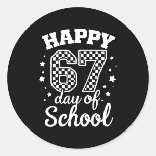 Happy 67th Day Of School Students Teacher Kids 100 Classic Round Sticker
