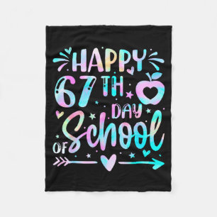Happy 67th Day Of School Tie Dye Rainbow 67 Days S Fleece Blanket