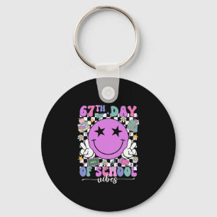 Happy 67th Day Of School Vibes Smile Face 67 Days  Key Ring