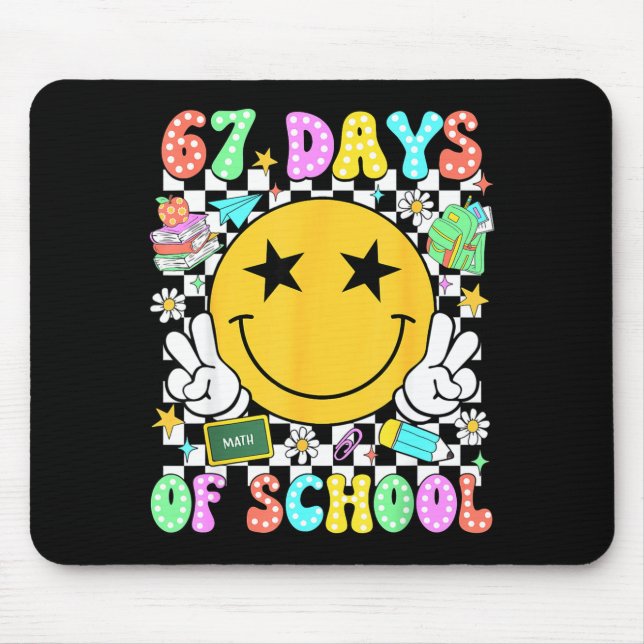 Happy 67th Day Of School Vibes Smile Face 67 Days  Mouse Pad (Front)
