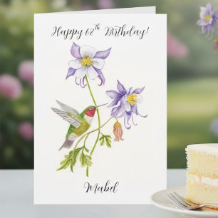 Happy 68th Birthday Columbine with Hummingbird Card
