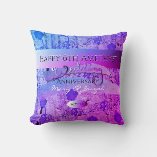 "Happy 6th Amethyst Wedding Anniversary" Cushion