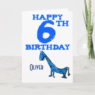 Happy 6th birthday cartoon dinosaur - boys card