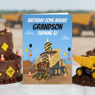 Happy 6th Birthday Grandson Dump Truck  Card