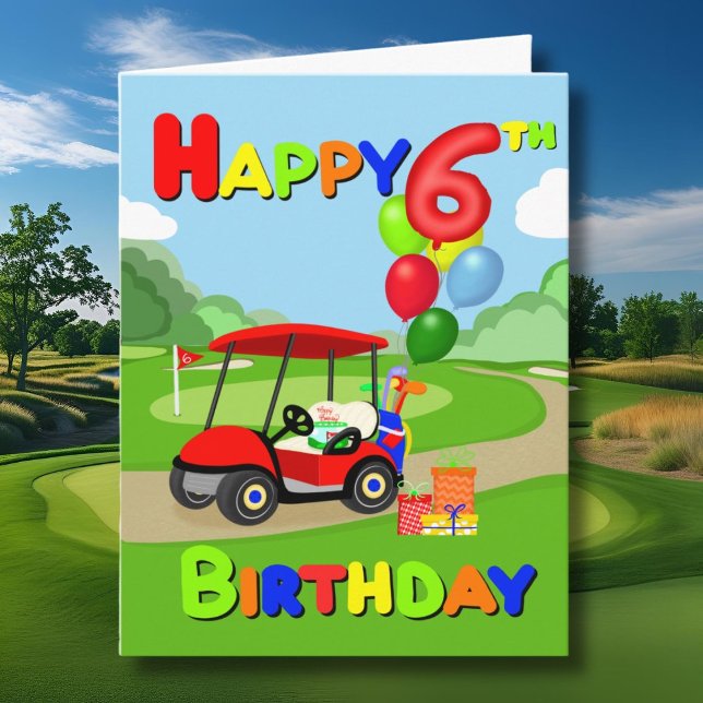 Happy 6th Birthday Red Boys Golf Card (Creator Uploaded)