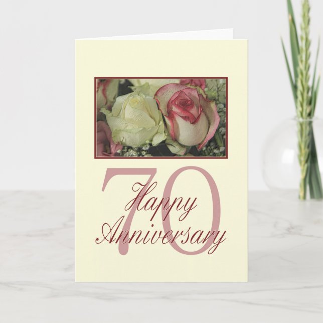Happy 70th Anniversary roses Card (Front)