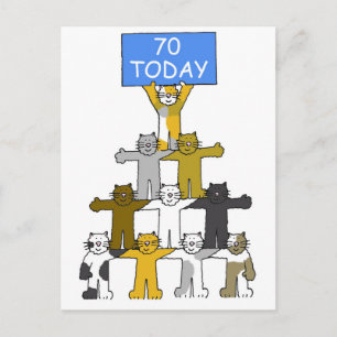 Happy 70th Birthday Cartoon Cats Postcard