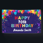 Happy 70th Birthday Colourful Balloons Navy Blue Banner<br><div class="desc">Happy 70th Birthday Colourful Balloons Confetti Navy Blue Banner. For further customisation,  please click the "Customise it" button and use our design tool to modify this template.</div>