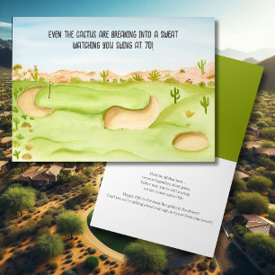 Happy 70th Birthday Desert Golf Course Watercolor Card