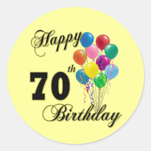 Happy 70th Birthday Gifts and Birthday Apparel Classic Round Sticker