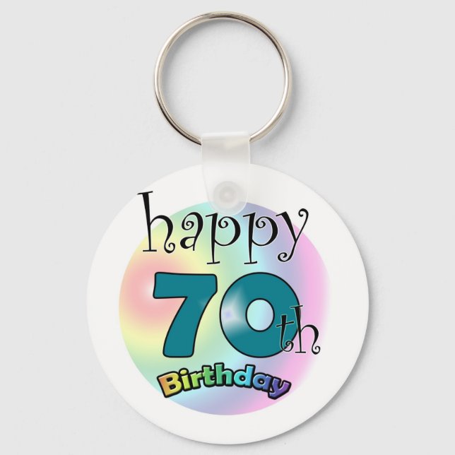 Happy 70th Birthday Key Ring (Front)