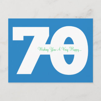 Happy 70th Birthday Milestone Postcards - in Blue