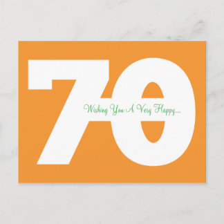 Happy 70th Birthday Milestone Postcards - Orange