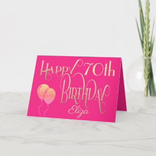 Happy 70th Birthday Name Decorative Script Gold Card