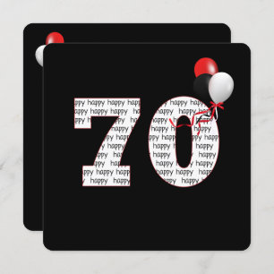 Happy 70th Birthday On Black Invitation