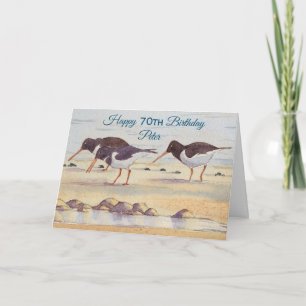 Happy 70th Birthday Oystercatcher Bird Animal Card