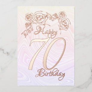 Happy 70th Birthday With Gold Foil Holiday Card