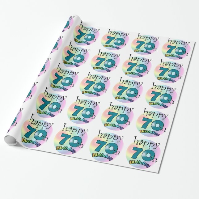 Happy 70th Birthday Wrapping Paper (Unrolled)