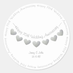 Happy 70th Wedding Anniversary Platinum stickers