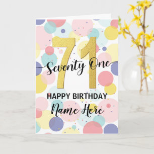Happy 71st Birthday Pastel Rainbow and Gold Girl Card