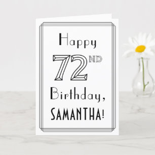 Happy 72nd Birthday, Art Deco Style w/ Custom Name Card