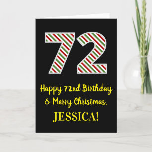 Happy 72nd Birthday & Merry Christmas, Custom Name Card
