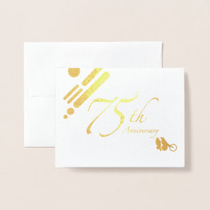Happy 75th Anniversary Mod Birds Foil Card