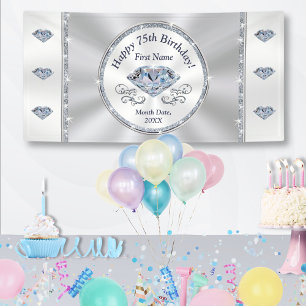Happy 75th Birthday Banner, Personalised Banner