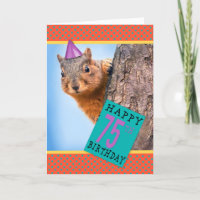 Happy 75th Birthday Cute Squirrel in Party Hat