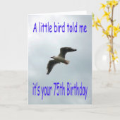 Happy 75th Birthday Flying Seagull bird Card (Yellow Flower)