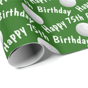 Happy 75th Birthday golf balls Wrapping Paper
