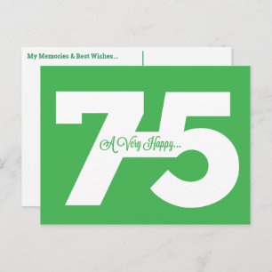 Happy 75th Birthday Milestone Postcards - in green
