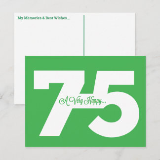 Happy 75th Birthday Milestone Postcards - in green