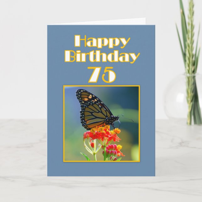 Happy 75th Birthday Monarch Butterfly Card (Front)