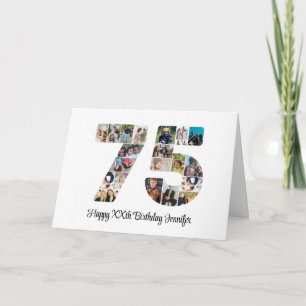Happy 75th Birthday Number 75 Custom Photo Collage Card