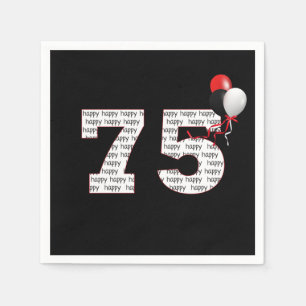 Happy 75th Birthday On Black Napkins