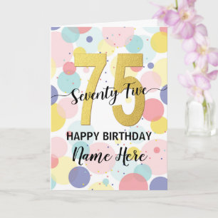 Happy 75th Birthday Pastel Rainbow Gold Woman Card